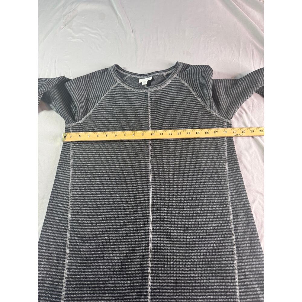 J Jill Striped Dress S Black Gray A Line Long Sleeve Exposed Seam Cotton - Picture 7 of 8